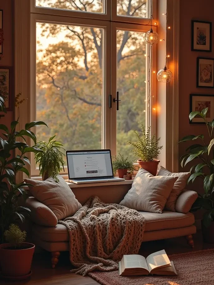 cantinho de leitura aconchegante